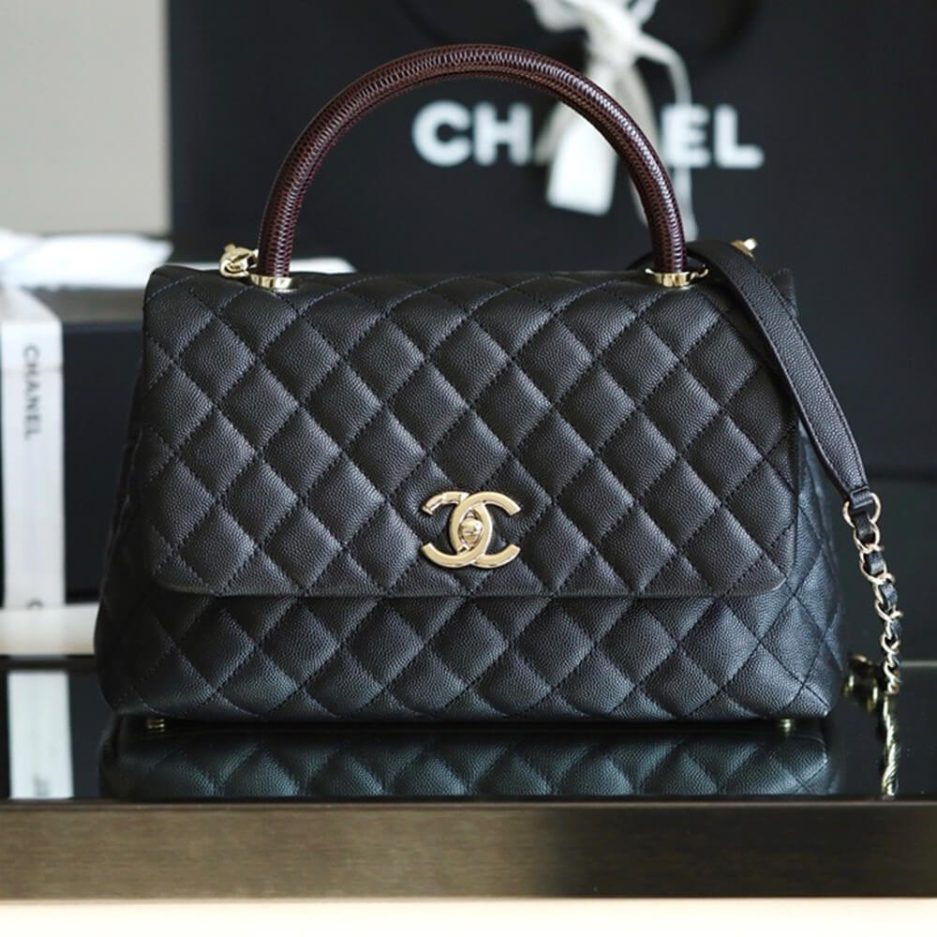 Ch*el large flap bag with top handle(high-end grade)