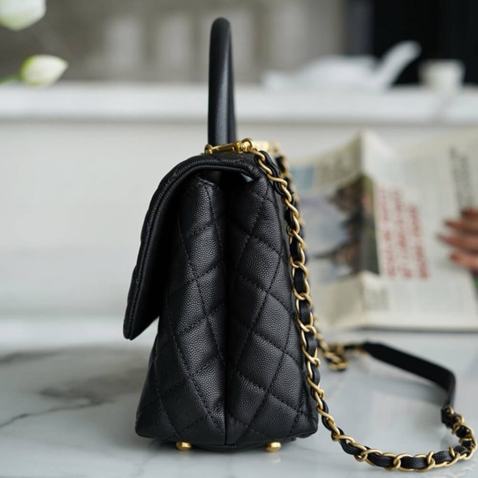Ch*el large flap bag with top handle(high-end grade)