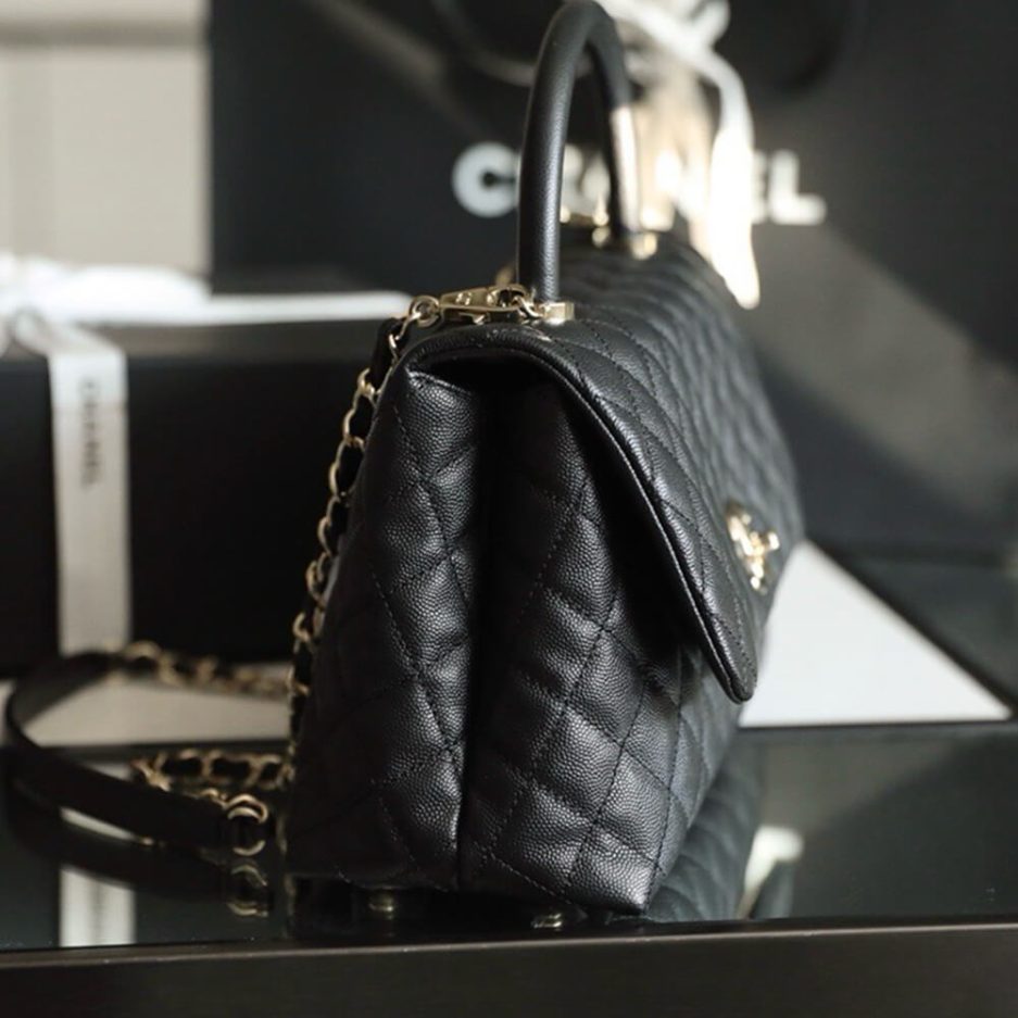 Ch*el large flap bag with top handle(high-end grade)