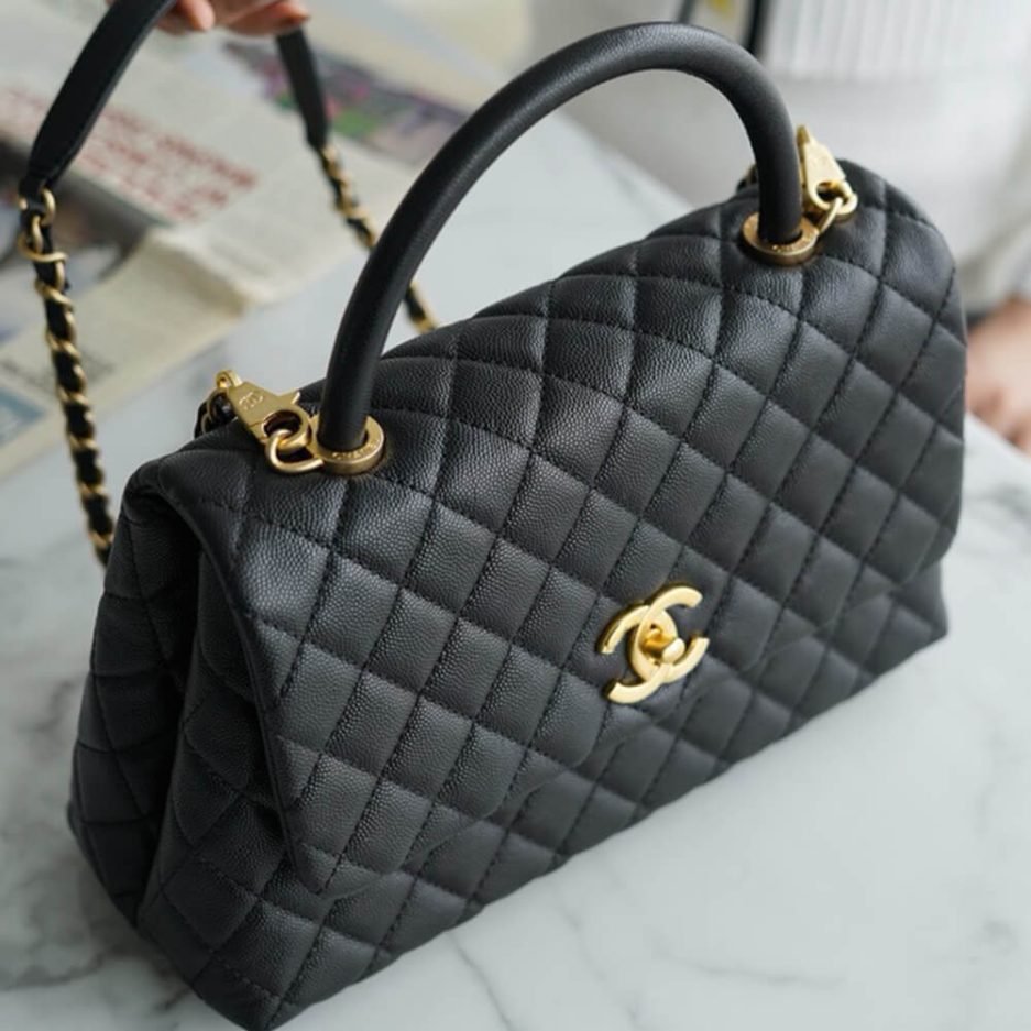 Ch*el large flap bag with top handle(high-end grade)