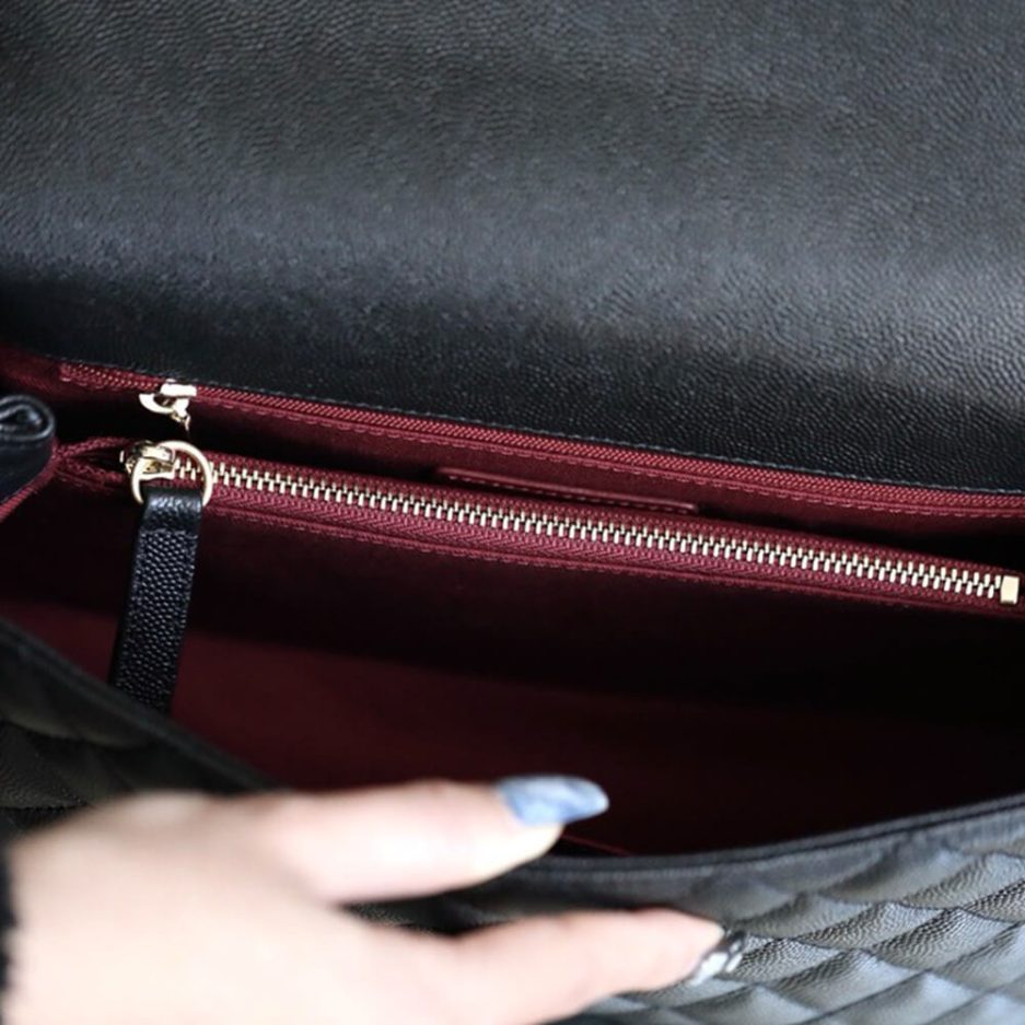 Ch*el large flap bag with top handle(high-end grade)