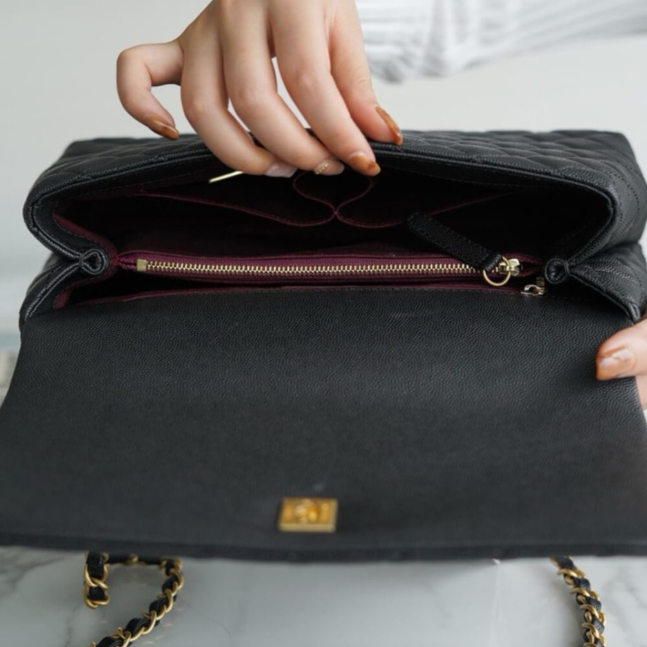 Ch*el large flap bag with top handle(high-end grade)